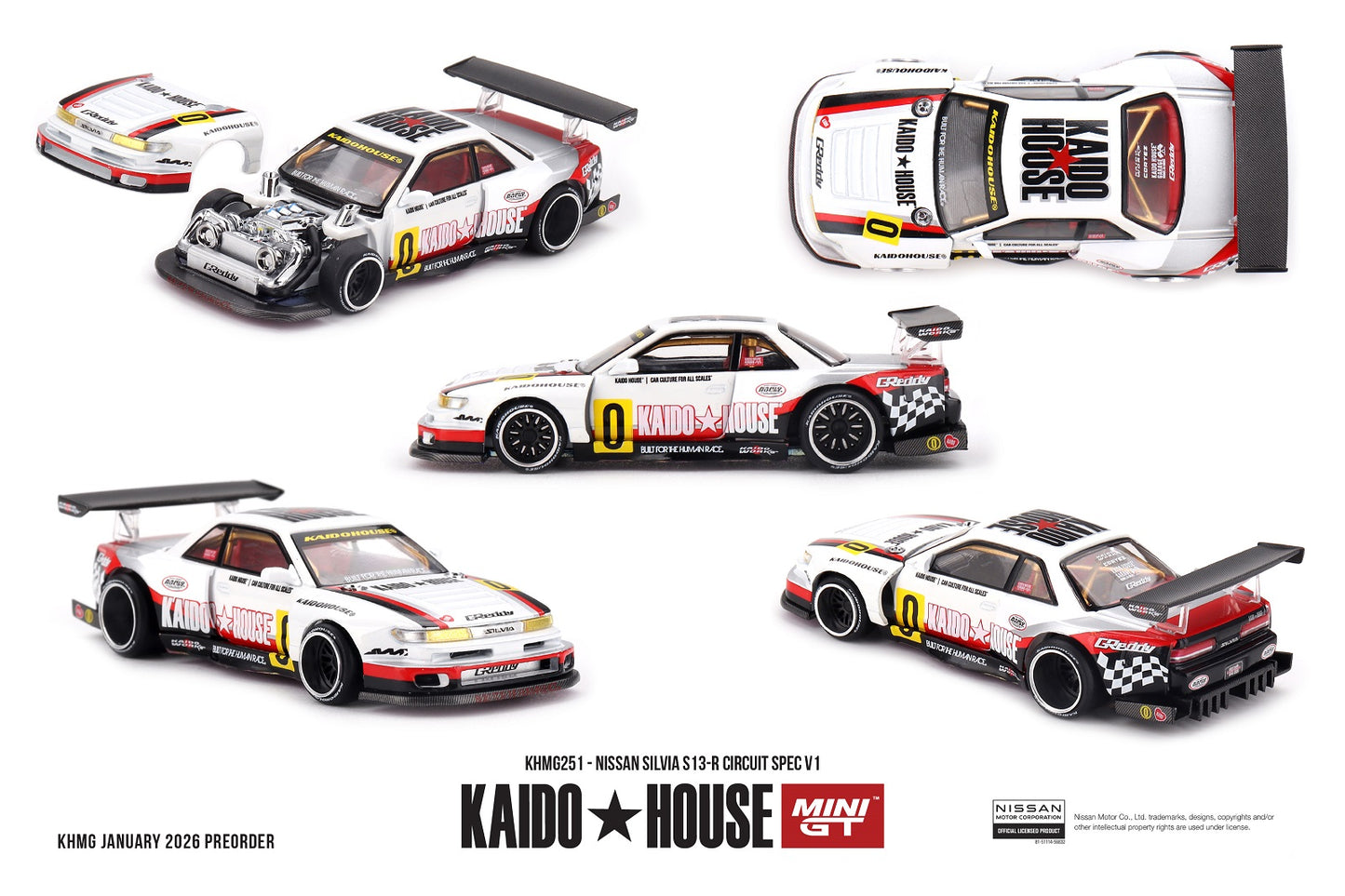 Nissan Silvia S13-R Circuit Spec V1 1991 - Mini GT - Kaido House - Scala 1/64 KHMG251
