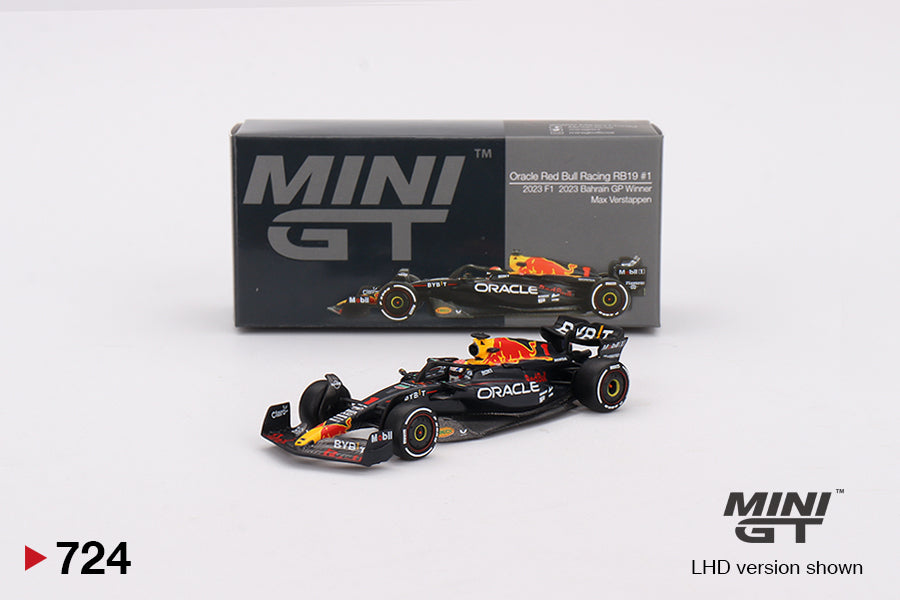 Mini GT - Oracle Red Bull Racing RB19 #1 Max Verstappen 2023 F1 2023 Bahrain GP Winner - Scala 1/64 MGT00724-L