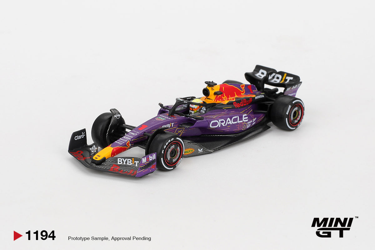 Red Bull Racing RB19 #1 Max Verstappen F1 2023 Las Vegas GP Winner - Mini GT - Scala 1/64 MGT01194-BL Blister Packaging