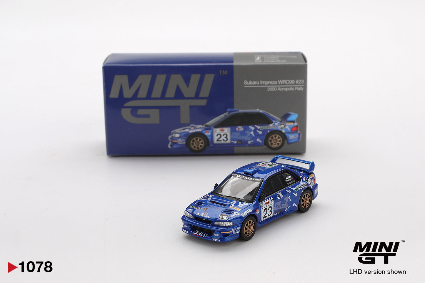 Subaru Impreza WRC99 #23 2000 Acropolis Rally - Mini GT - Scala 1/64 MGT01078-L