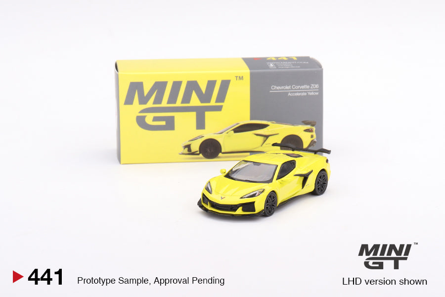 Chevrolet Corvette Z06 2023 Accelerate Yellow - Mini GT - Scala 1/64 MGT00441-R