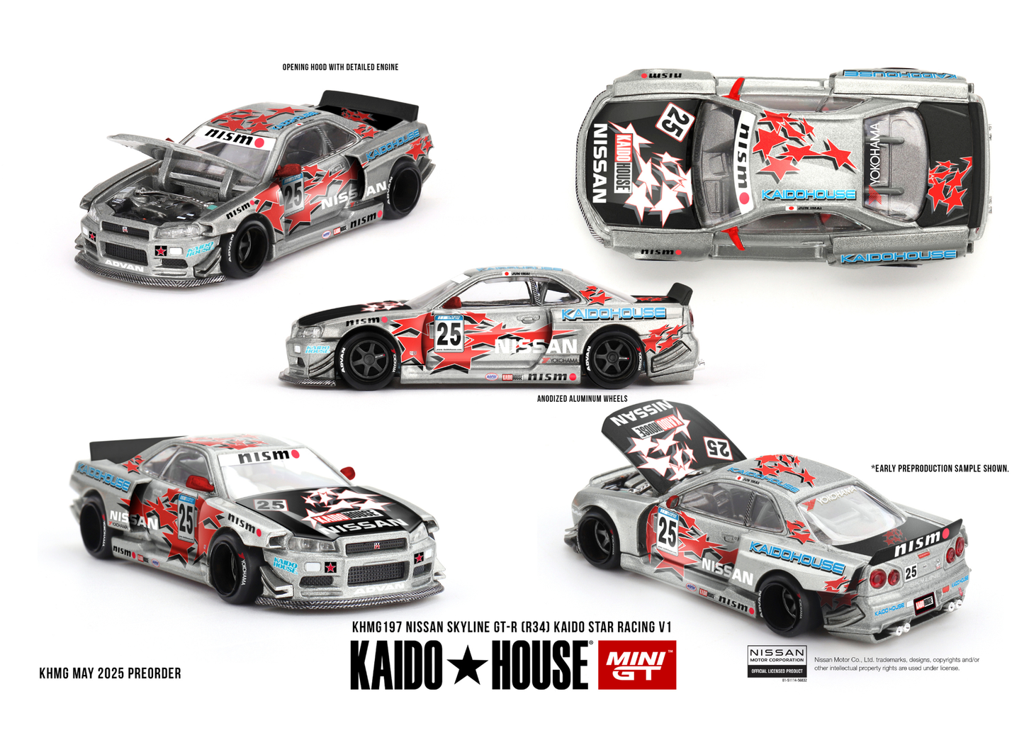 Nissan Skyline GT-R (R34) KAIDO STAR RACING V1 1999 - Mini GT Kaido House - Scala 1/64 KHMG197