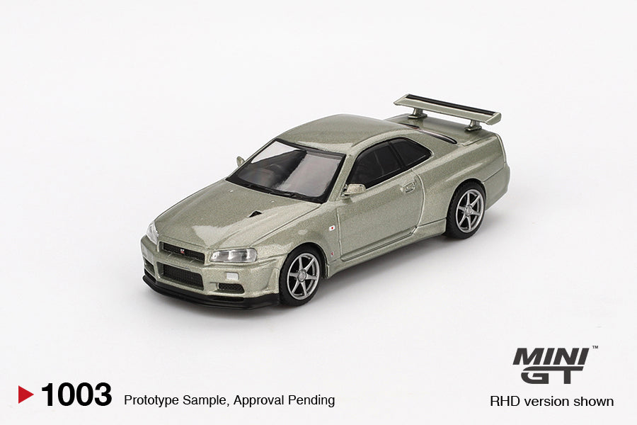 Nissan Skyline GT-R (R34) V-Spec II Nür Millenium Jade 2002 - Mini GT - Scala 1/64 MGT01003-BL Blister Packaging