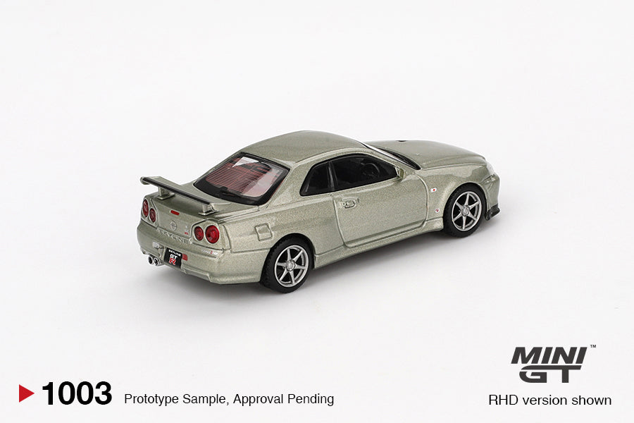 Nissan Skyline GT-R (R34) V-Spec II Nür Millenium Jade 2002 - Mini GT - Scala 1/64 MGT01003-BL Blister Packaging