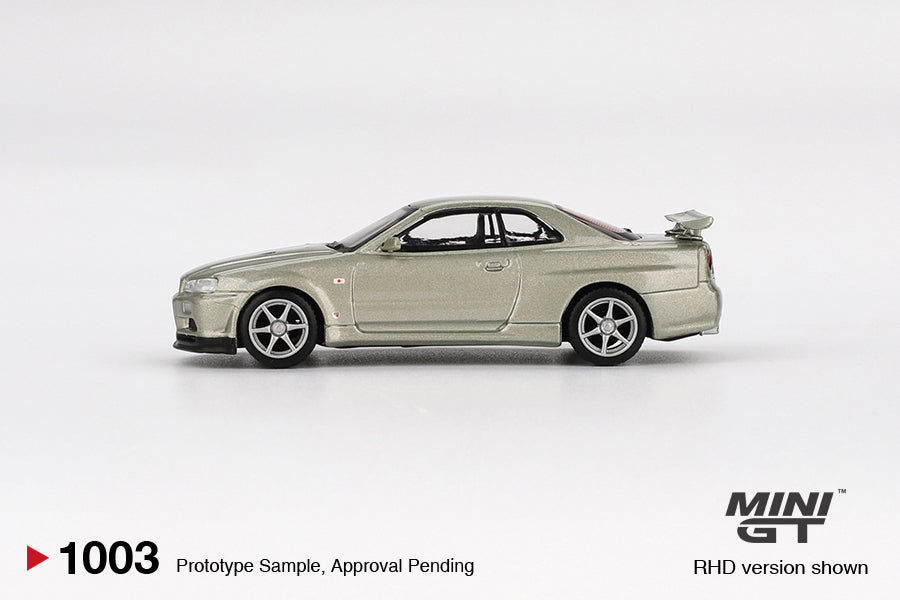 Nissan Skyline GT-R (R34) V-Spec II Nür Millenium Jade 2002 - Mini GT - Scala 1/64 MGT01003-BL Blister Packaging