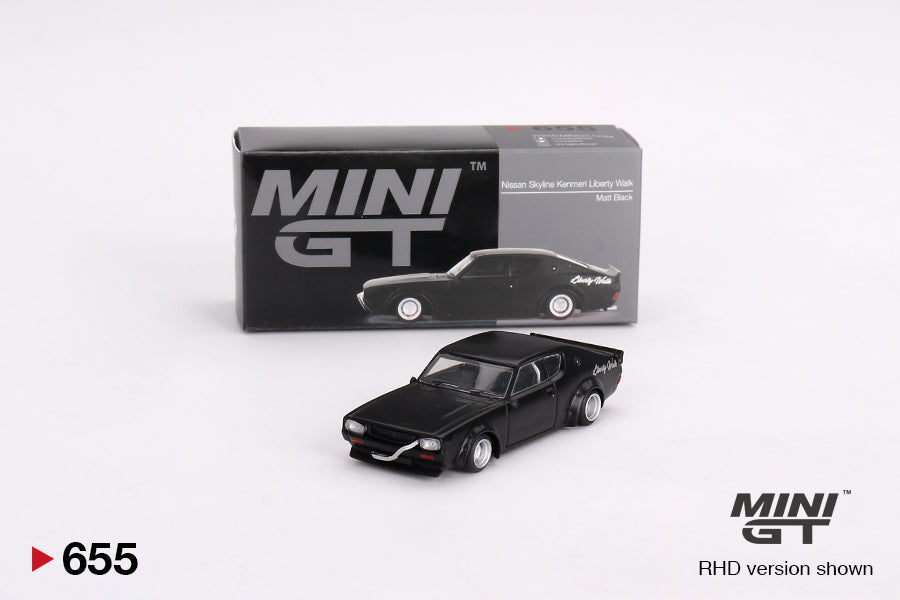 Nissan Skyline Kenmeri Liberty Walk Matt Black RDH - Mini GT - Scala 1/64 MGT00655