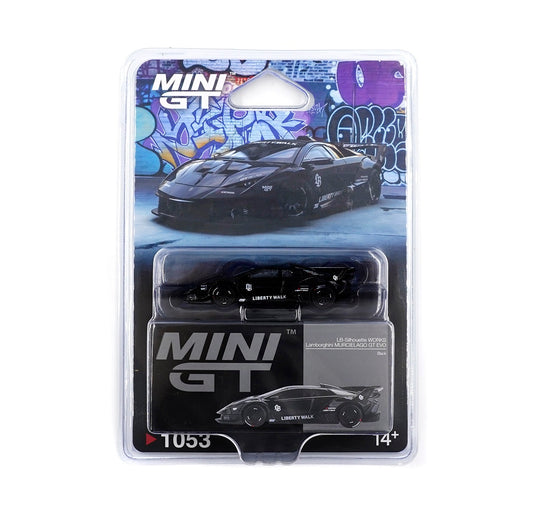 Mini GT - Lamborghini LB-Silhouette WORKS MURCIELAGO GT Evo Black 2024 - Scala 1/64 MGT01053-BL Blister Packaging