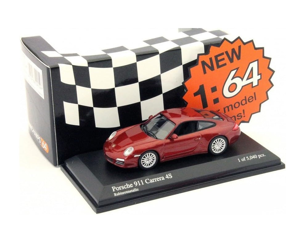 Porsche 911 Carrera 4S 2008 Red Metallic - Minichamps - Scala 1/64 640066460