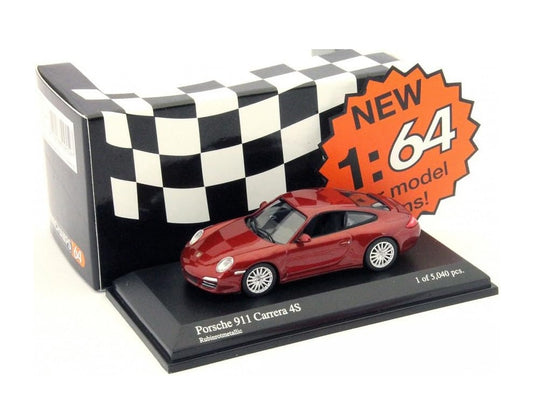 Porsche 911 Carrera 4S 2008 Red Metallic - Minichamps - Scala 1/64 640066460