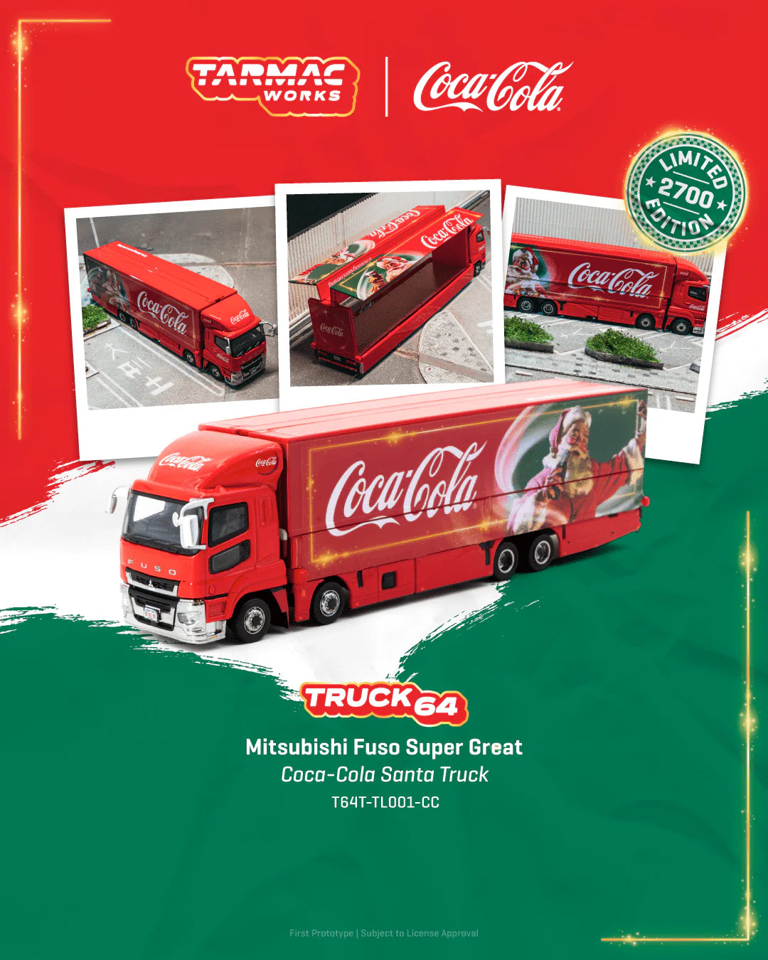 Mitsubishi Fuso Super Great Coca-Cola Santa Truck - Tarmac Works TRUCK64 - Scala 1/64 T64T-TL001-CC