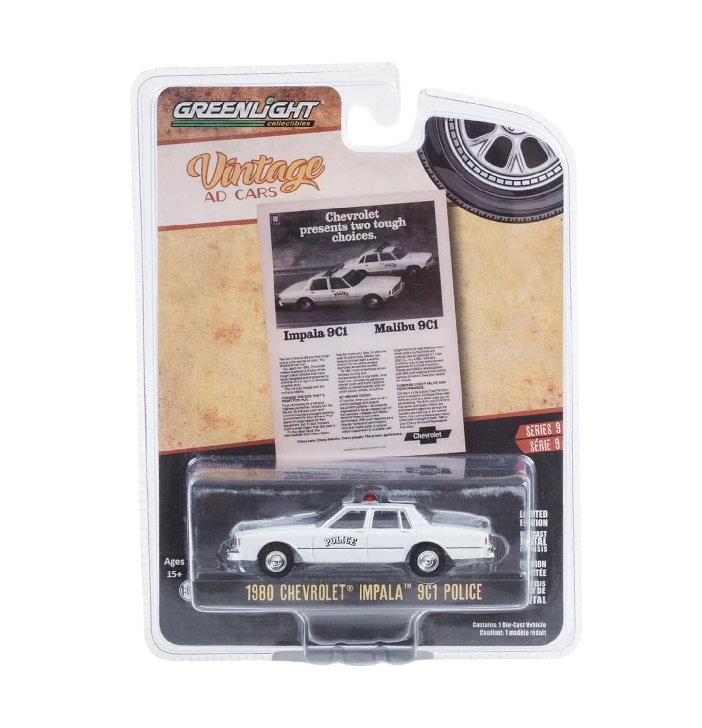 1980 Chevrolet Impala 9C1 Police -  Vintage AD Cars - Greenlight - Scala 1/64