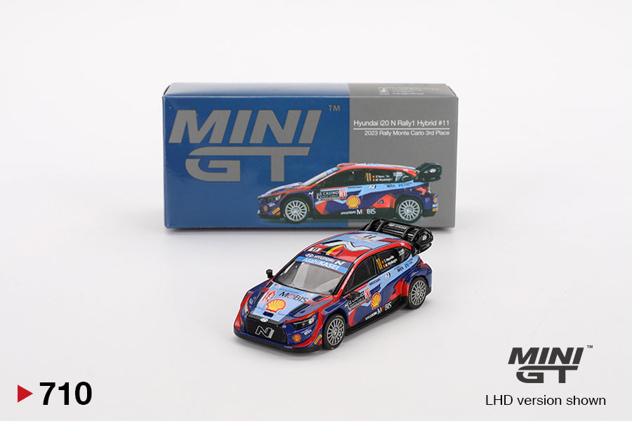 Hyundai i20 N Rally1 Hybrid #11 2023 Rally Monte Carlo 3rd Place - Mini GT - Scala 1/64 MGT00710