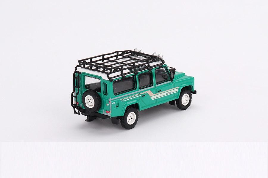 Land Rover Defender 110 1985 County Station Wagon Trident Green LDH - Mini GT - Scala 1/64 MGT00590