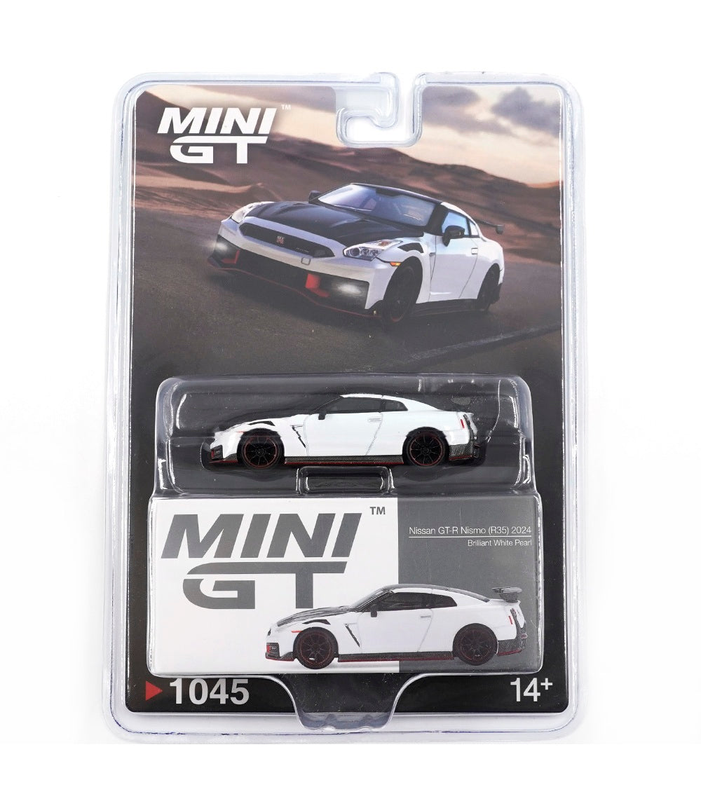 Nissan GT-R (35) Nismo Brilliant White Pearl 2024 - Mini GT - Scala 1/64 MGT01045-BL Blister Packaging