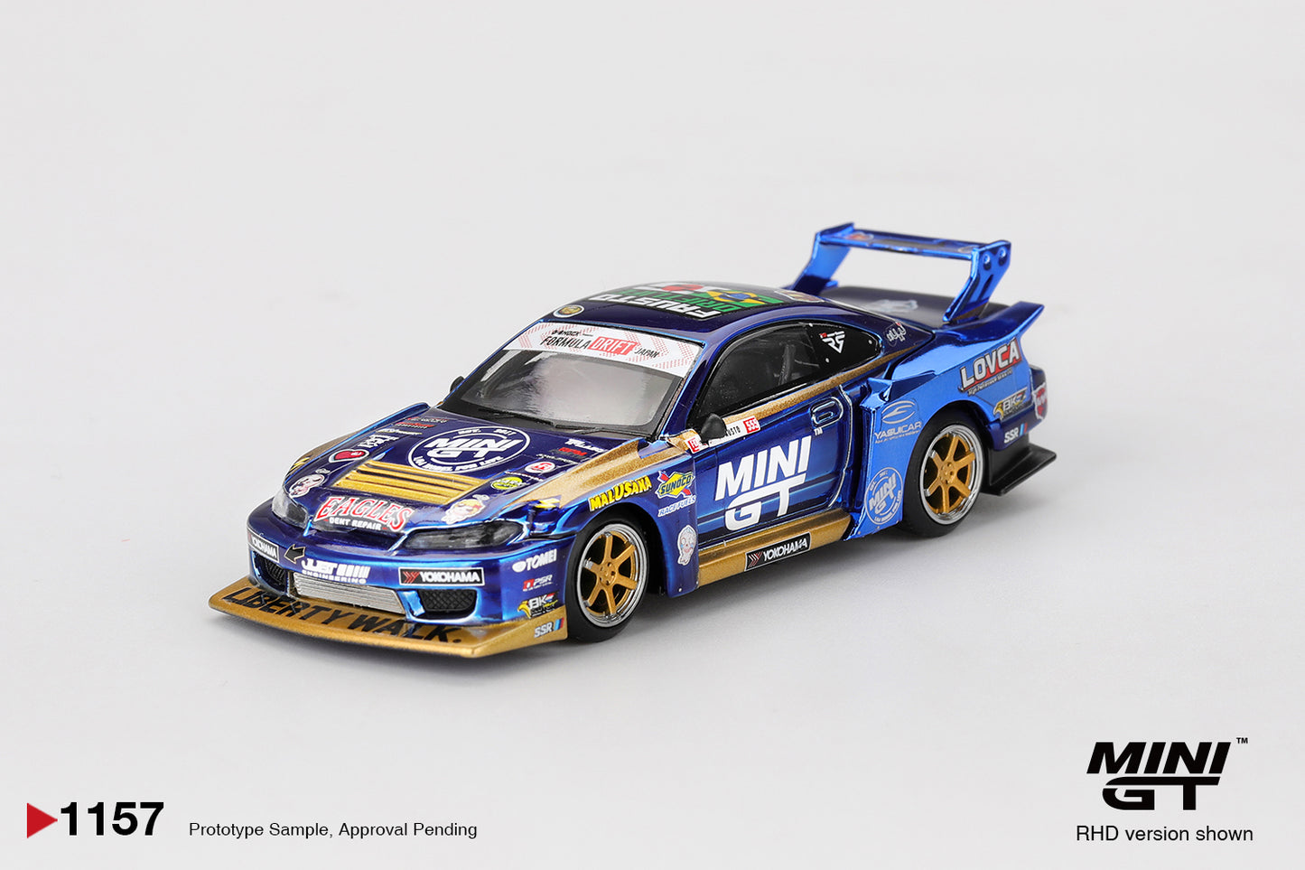 Nissan Silvia S15 LB-Super Silhouette #555 Team MINI GT Liberty Walk Formula Drift 2025 - Mini GT - Scala 1-64 MGT01157-R