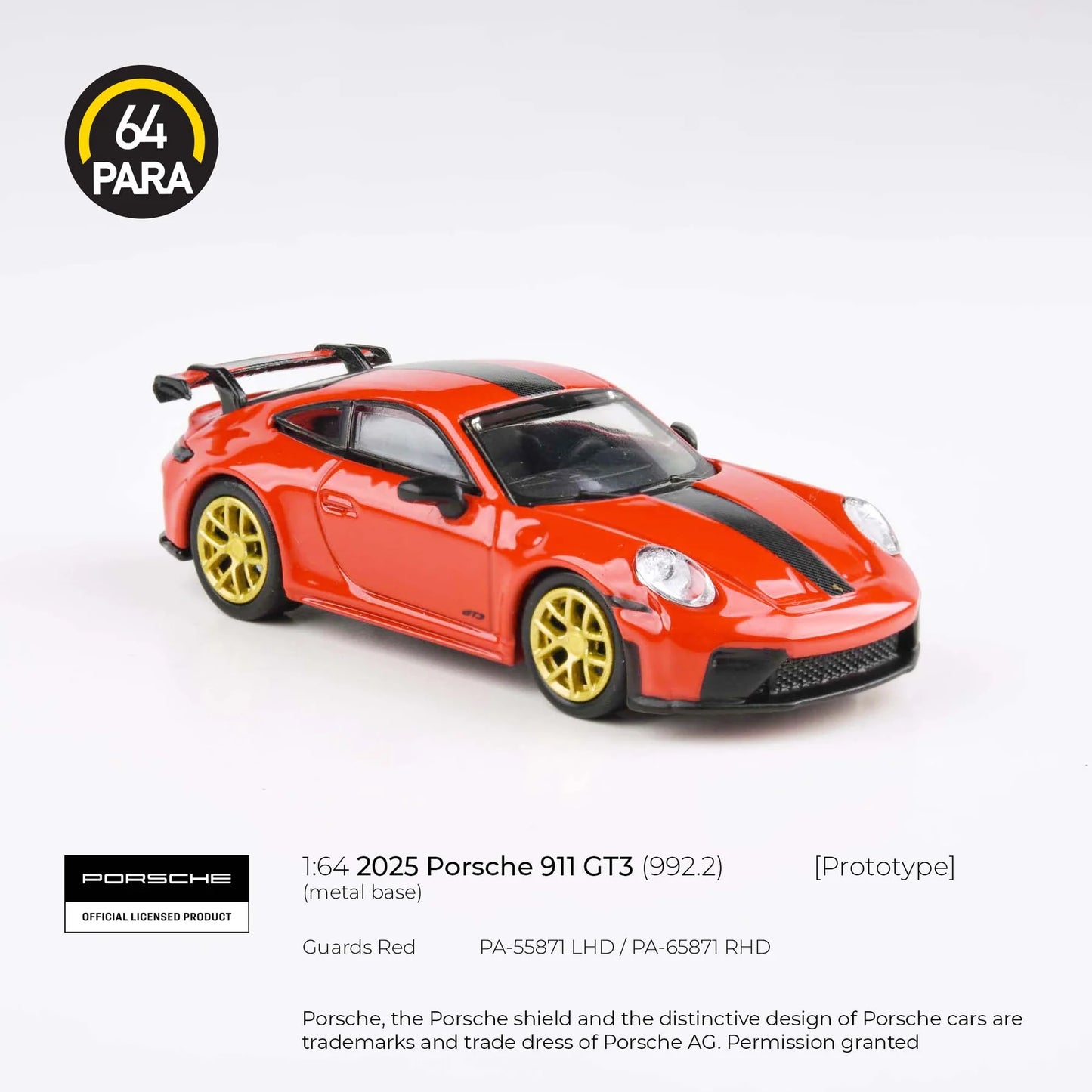 Porsche 911 GT3 (992.2) Guards Red - Para64 - Scala 1/64 PA-55871 LHD