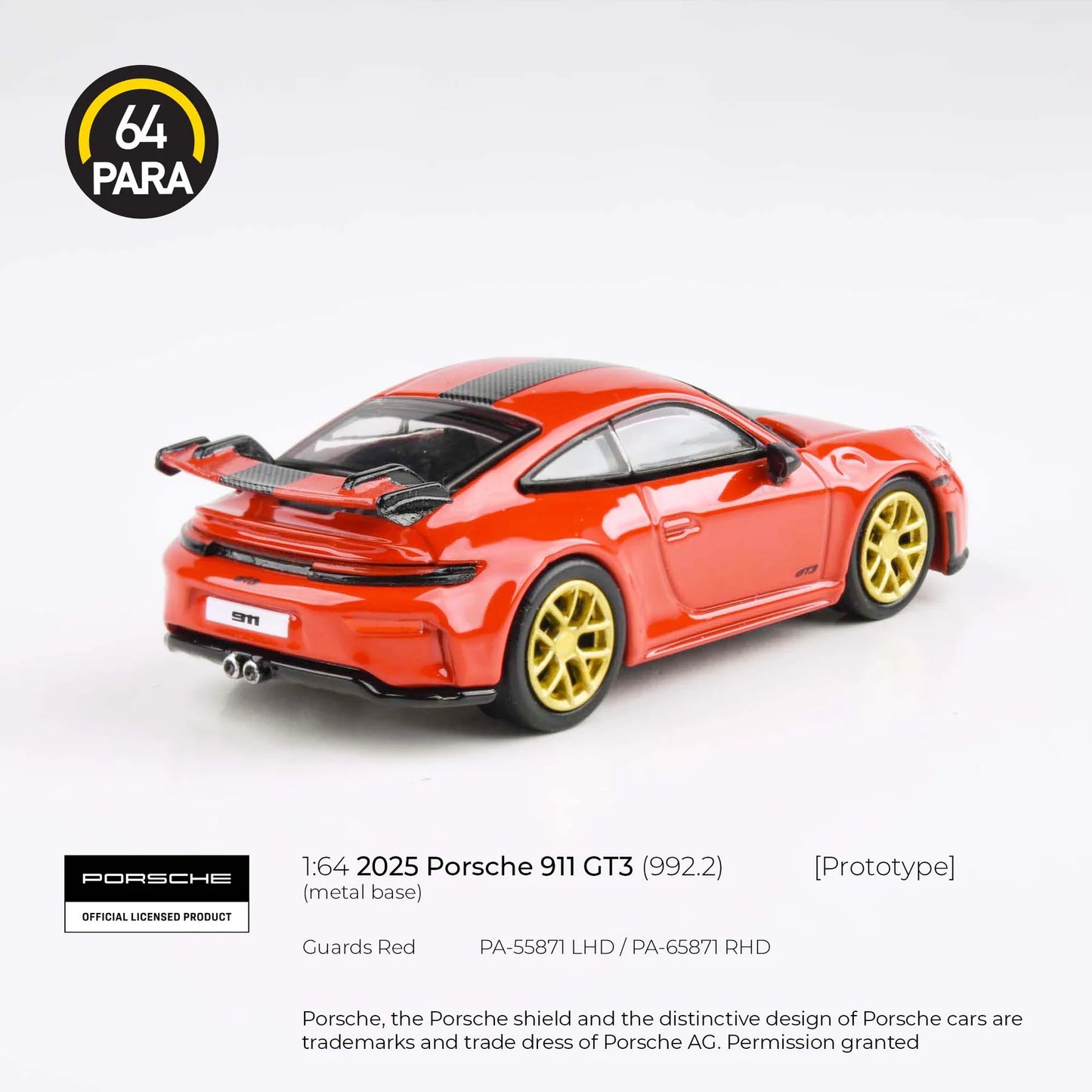 Porsche 911 GT3 (992.2) Guards Red - Para64 - Scala 1/64 PA-55871 LHD