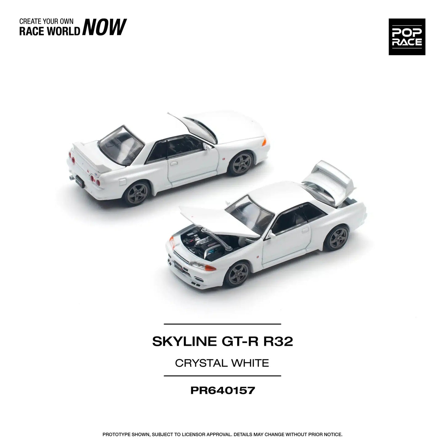 Nissan GT-R R32 Crystal White - Pop Race - Scala 1/64 PR64-157