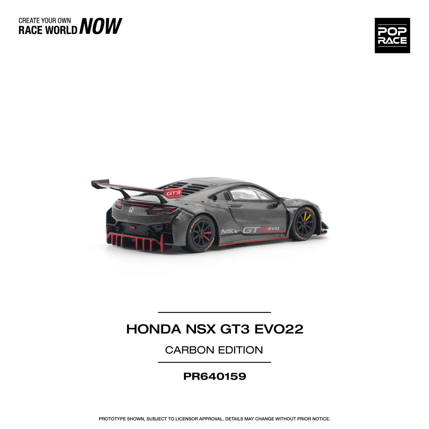 Honda NSX GT3 EVO22 Carbon Edition - Pop Race - Scala 1/64 PR64-0159