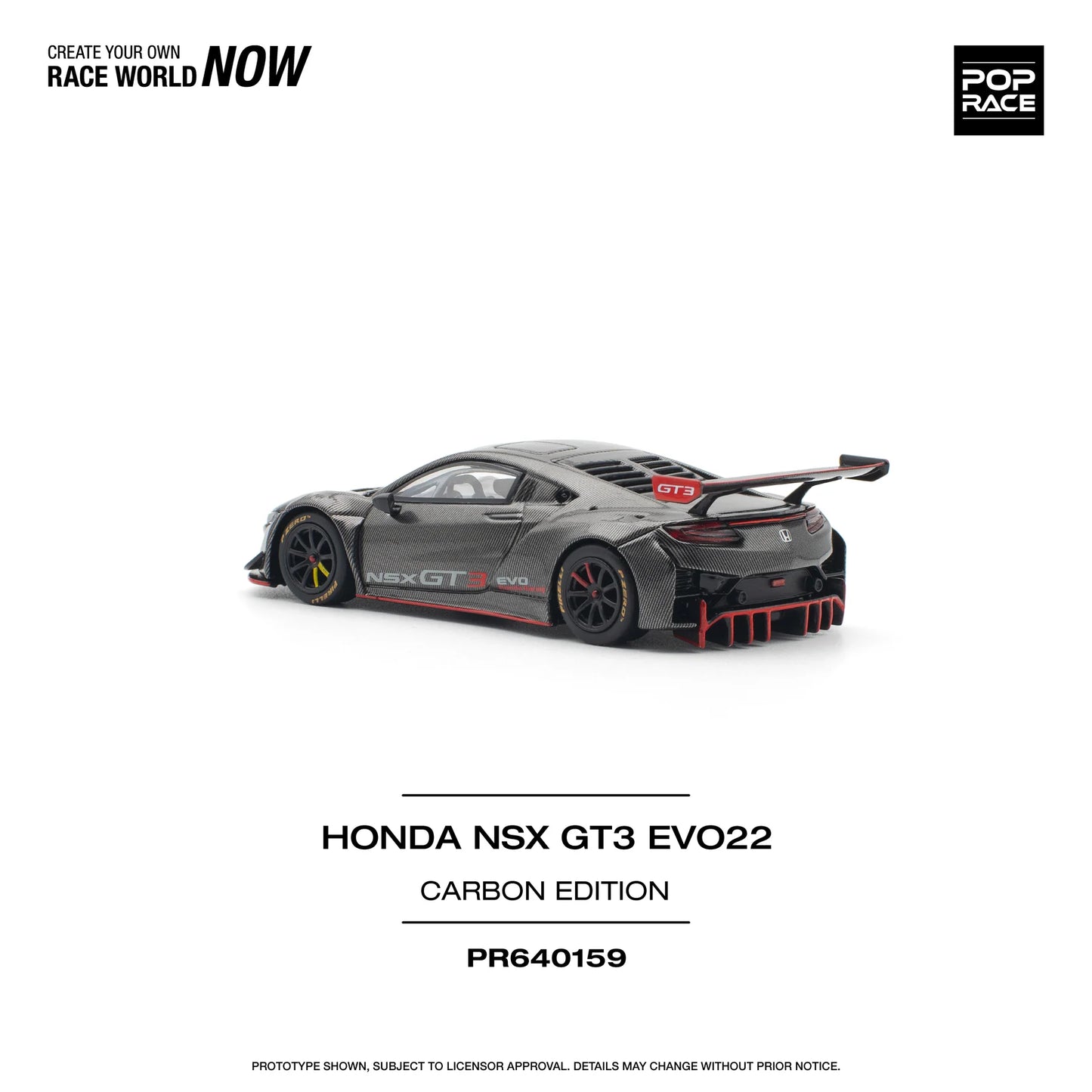 Honda NSX GT3 EVO22 Carbon Edition - Pop Race - Scala 1/64 PR64-0159