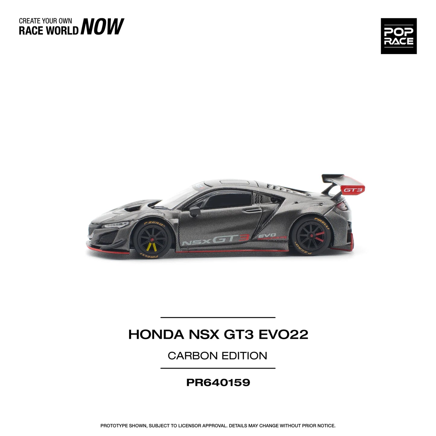 Honda NSX GT3 EVO22 Carbon Edition - Pop Race - Scala 1/64 PR64-0159
