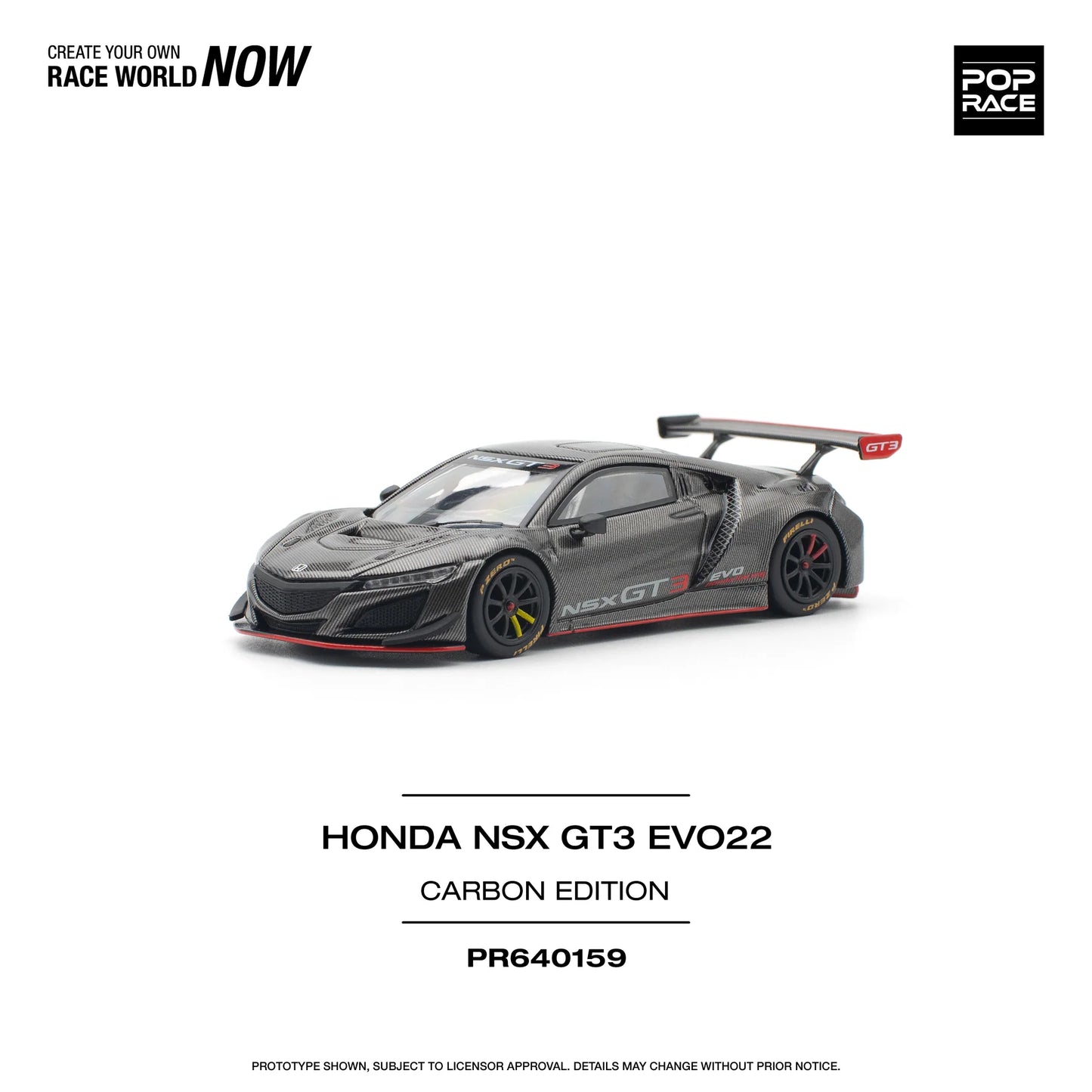 Honda NSX GT3 EVO22 Carbon Edition - Pop Race - Scala 1/64 PR64-0159