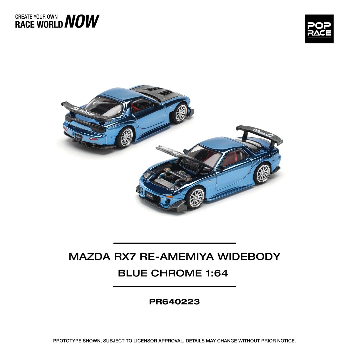 Mazda Rx-7 Re-Amemiya Widebody Blue Chrome - Pop Race - Scala 1/64 PR64-223