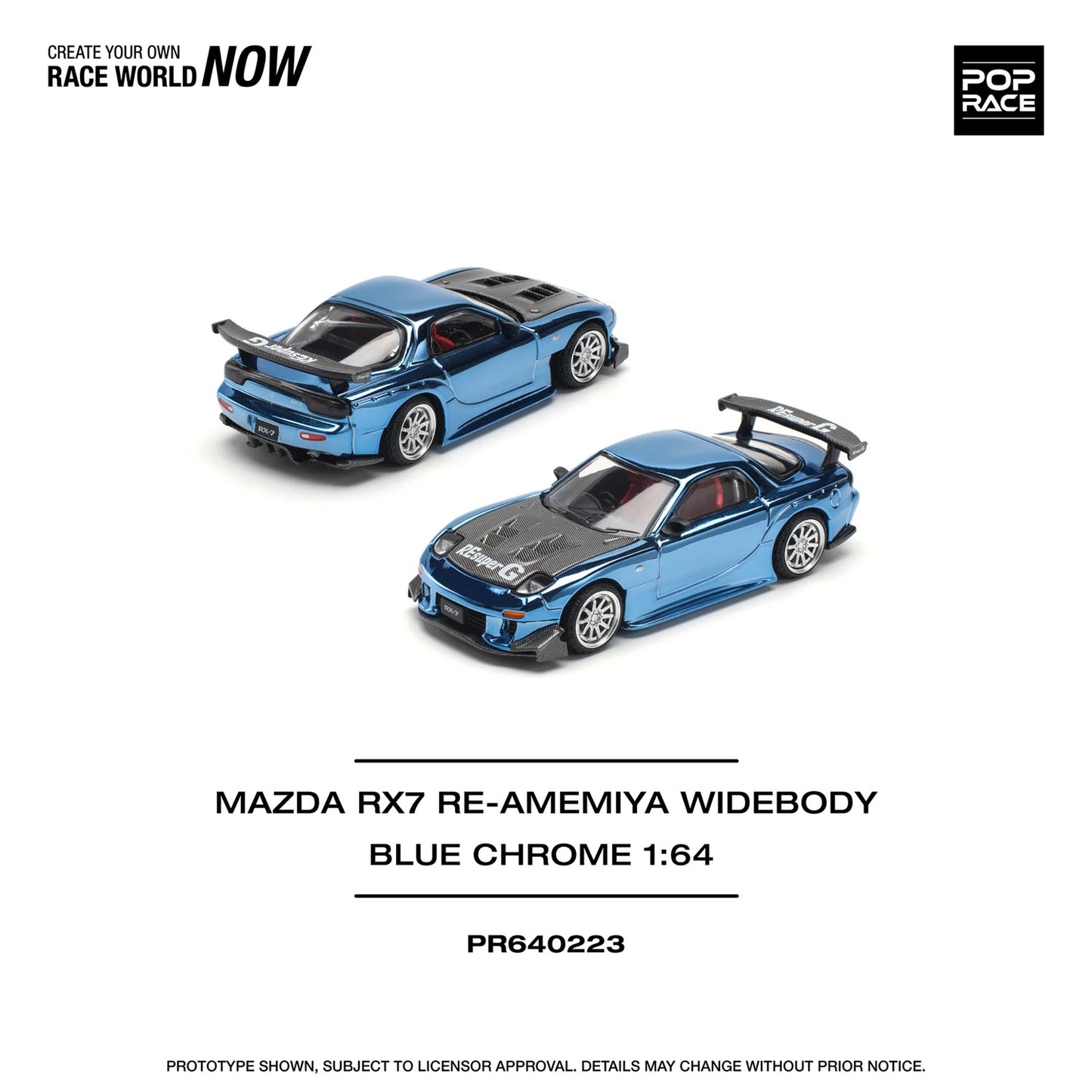 Mazda Rx-7 Re-Amemiya Widebody Blue Chrome - Pop Race - Scala 1/64 PR64-223
