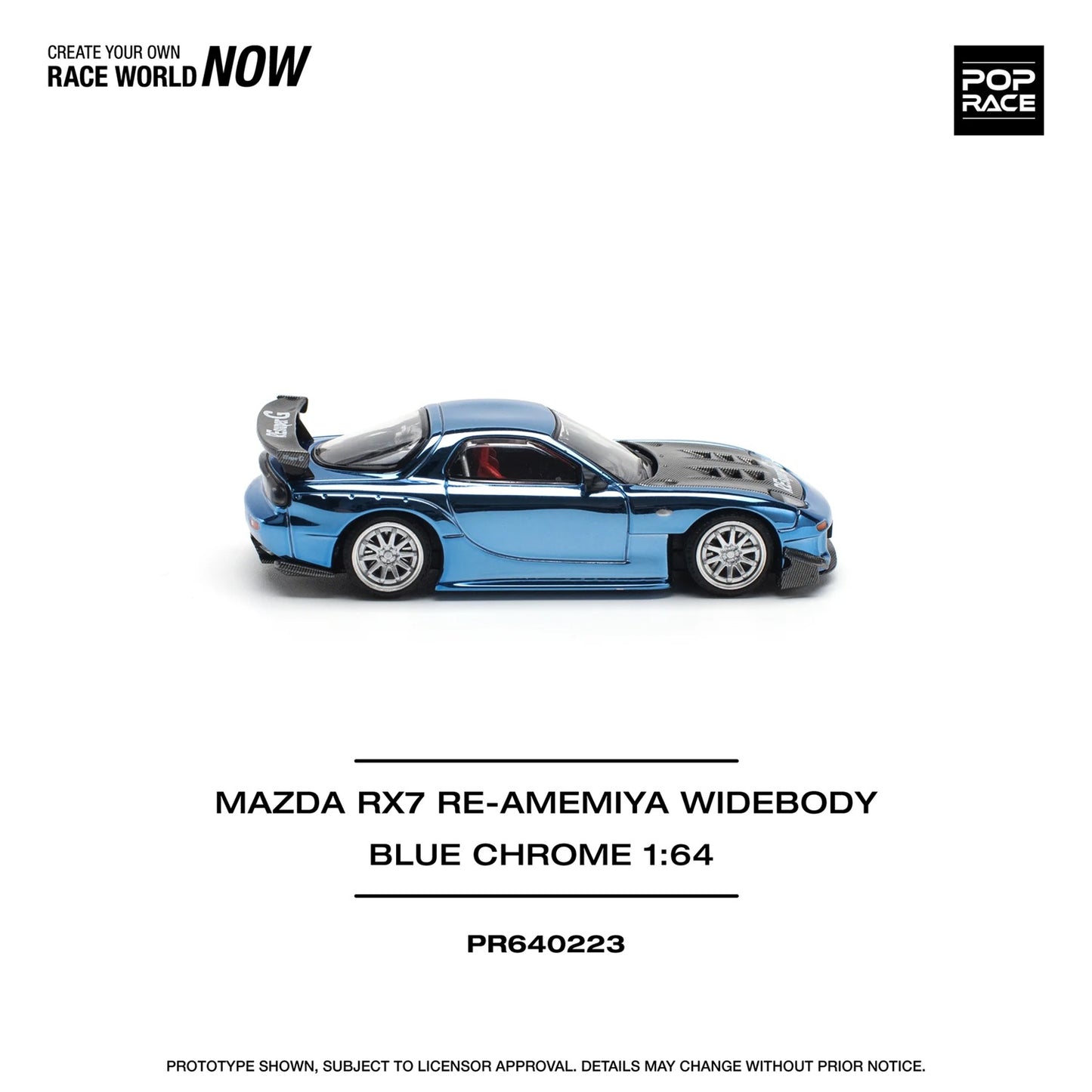 Mazda Rx-7 Re-Amemiya Widebody Blue Chrome - Pop Race - Scala 1/64 PR64-223
