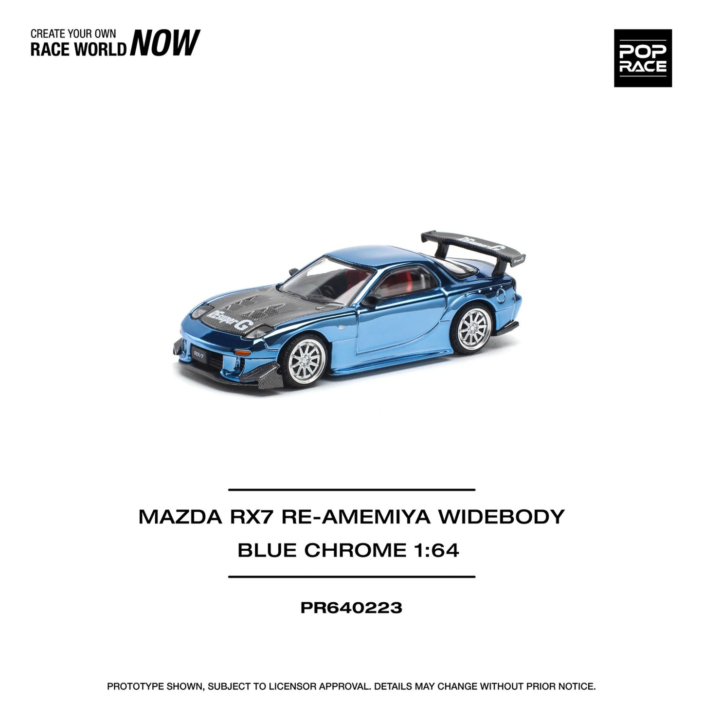Mazda Rx-7 Re-Amemiya Widebody Blue Chrome - Pop Race - Scala 1/64 PR64-223