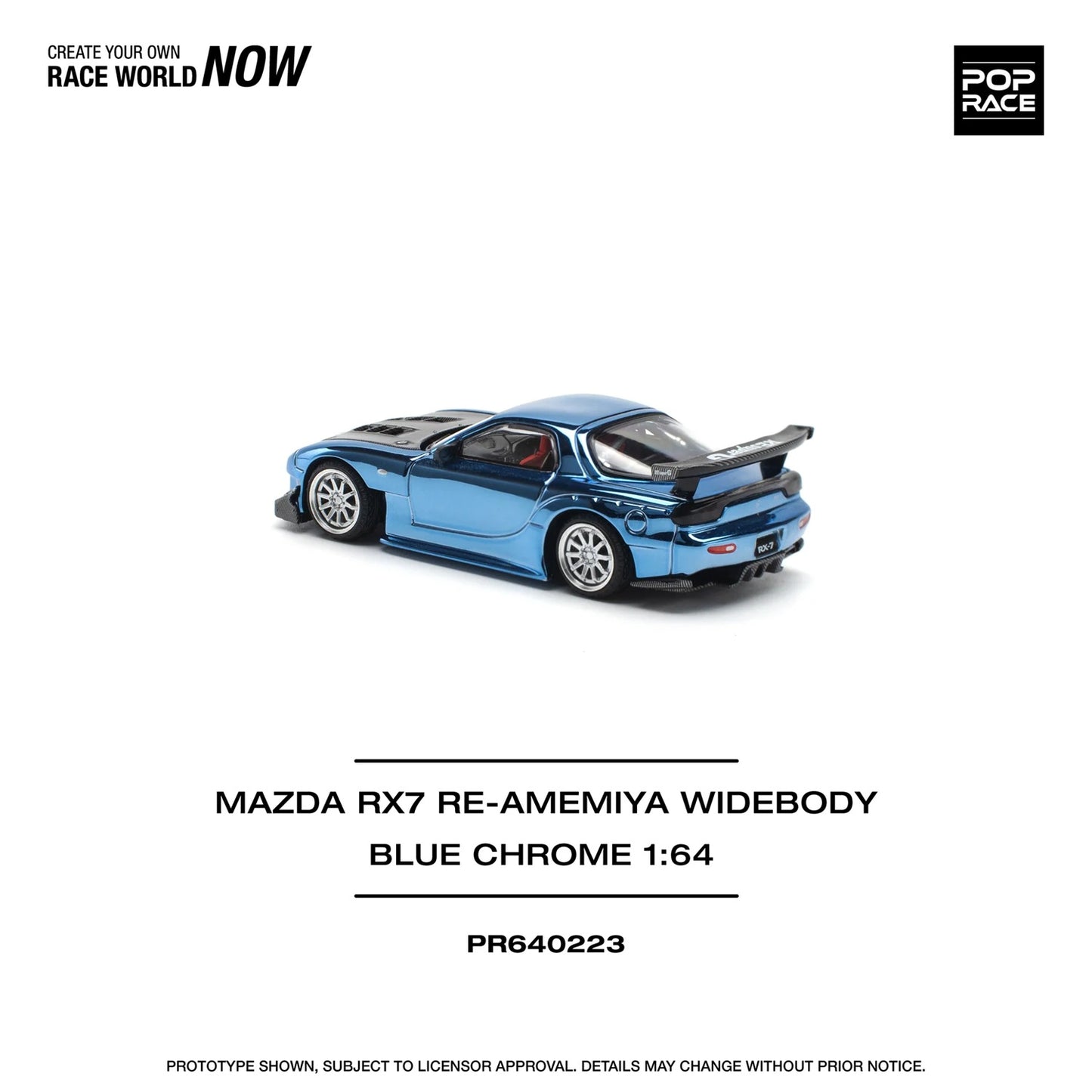 Mazda Rx-7 Re-Amemiya Widebody Blue Chrome - Pop Race - Scala 1/64 PR64-223