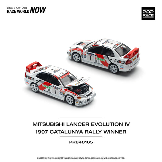 Mitsubishi Lancer Evolution IV RHD #1 Winner "Rally de Catalunya" 1997 - Pop Race - Scala 1/64 PR64-165