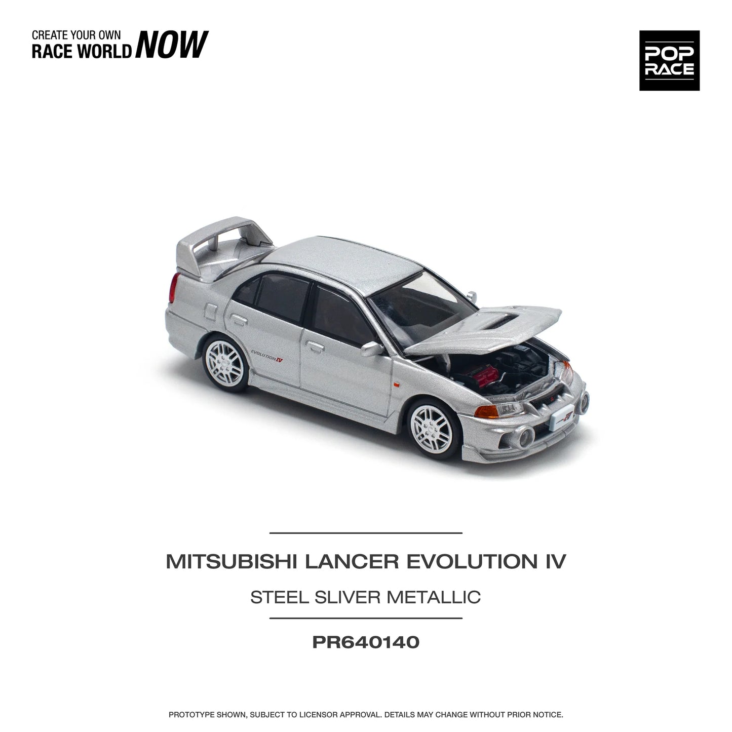Mitsubishi Lancer Evolution IV Steel Silver Metallic - Pop Race - Scala 1/64 PR64-140