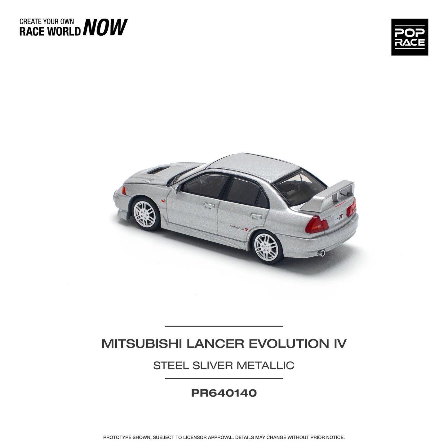 Mitsubishi Lancer Evolution IV Steel Silver Metallic - Pop Race - Scala 1/64 PR64-140