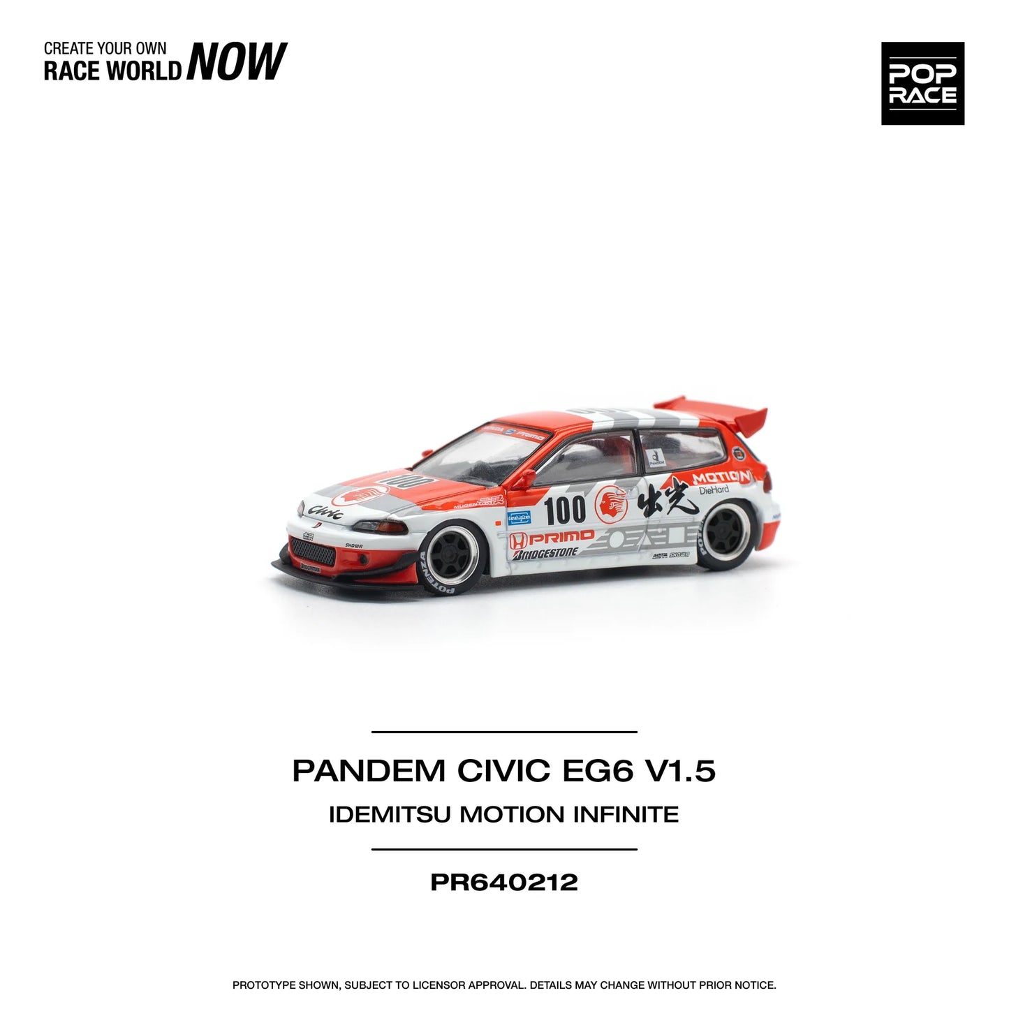 Honda Pandem Civic EG6 V1.5 Idemitsu Motion Infinite - Pop Race - Scala 1/64 PR64-212