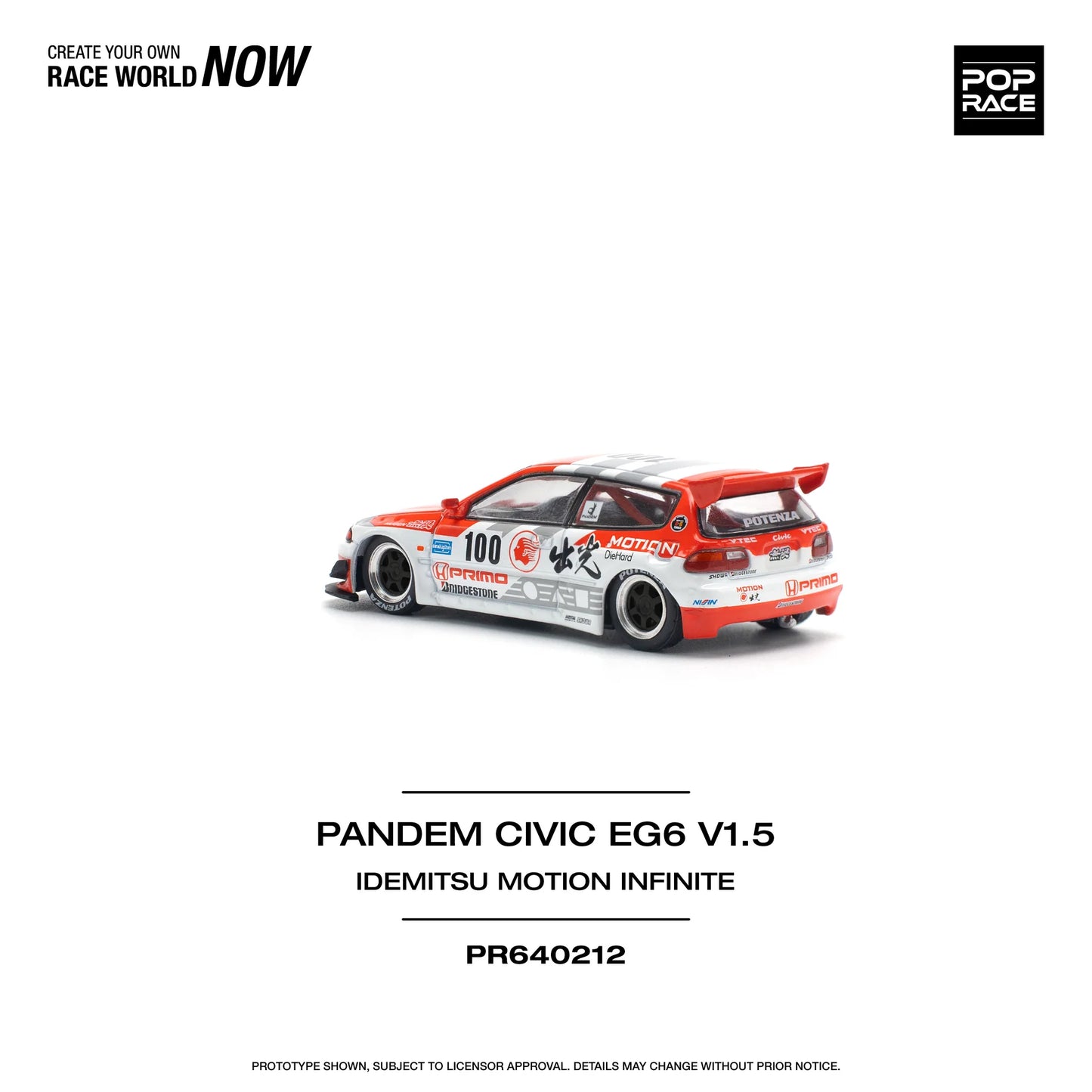 Honda Pandem Civic EG6 V1.5 Idemitsu Motion Infinite - Pop Race - Scala 1/64 PR64-212