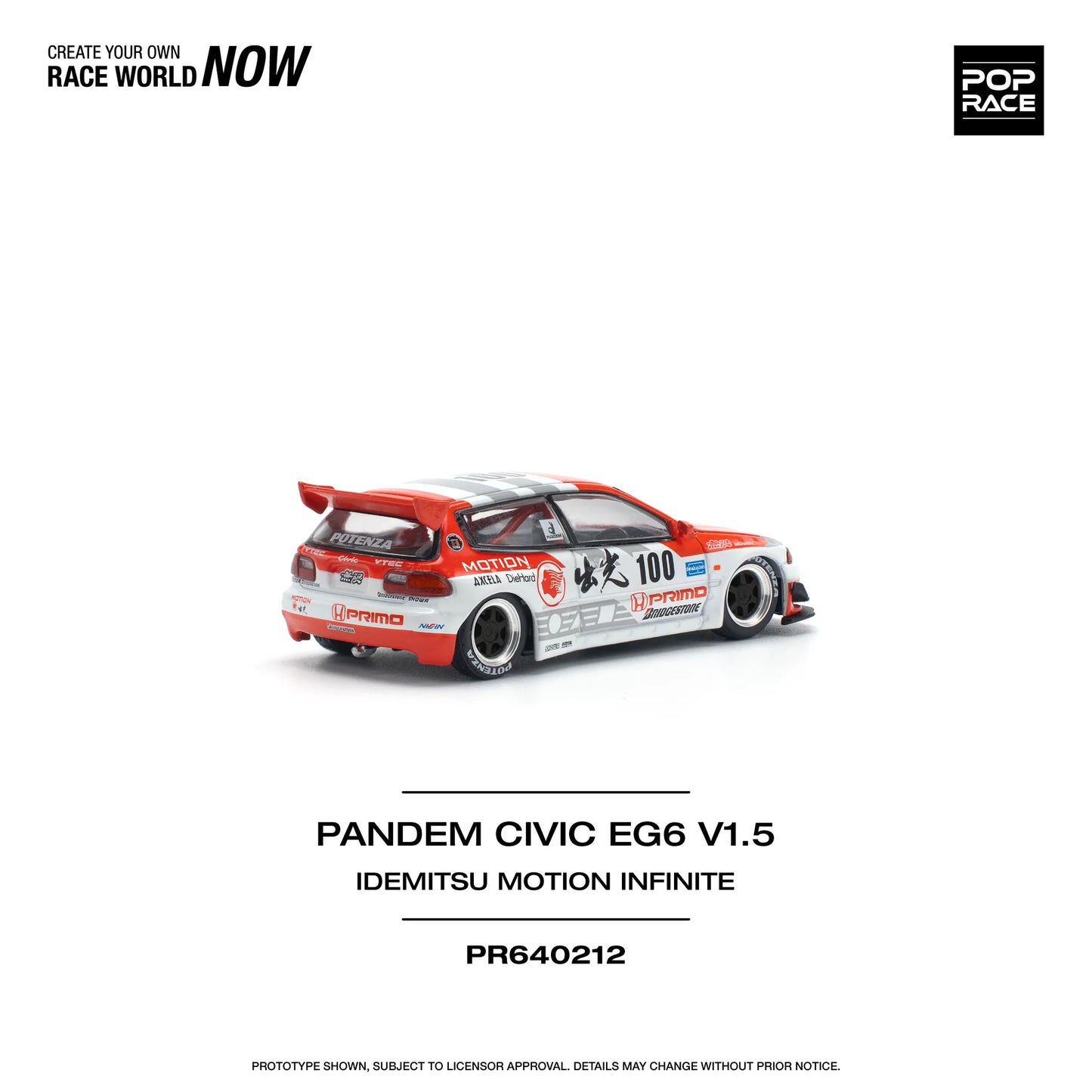 Honda Pandem Civic EG6 V1.5 Idemitsu Motion Infinite - Pop Race - Scala 1/64 PR64-212