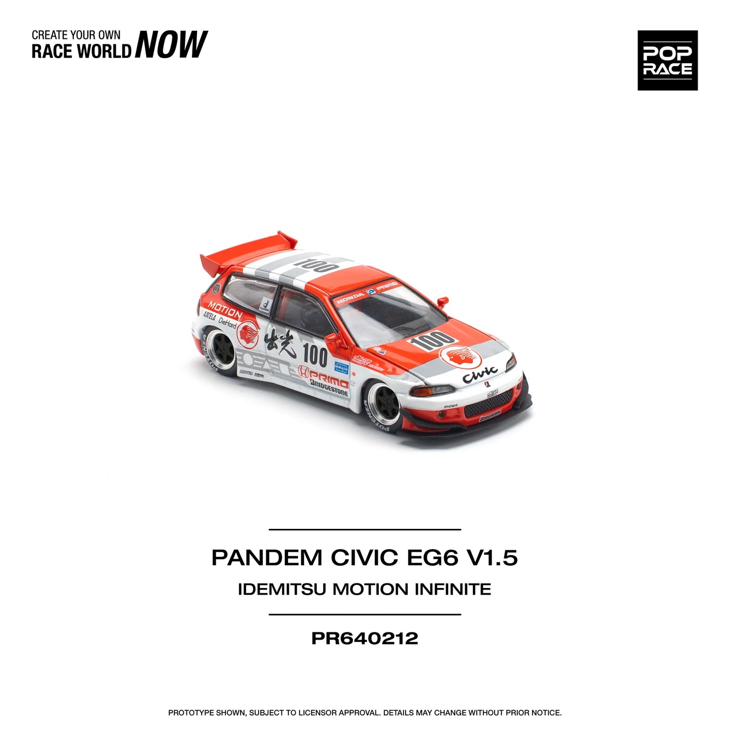 Honda Pandem Civic EG6 V1.5 Idemitsu Motion Infinite - Pop Race - Scala 1/64 PR64-212