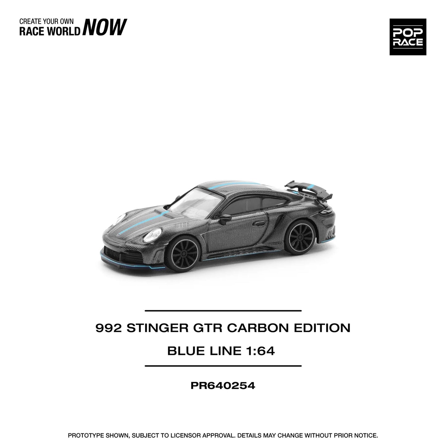 Porsche 992 Stinger GTR Carbon Edition (Blue Line) - Pop Race - Scala 1/64 PR64-254