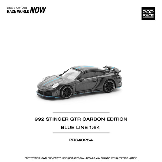 Porsche 992 Stinger GTR Carbon Edition (Blue Line) - Pop Race - Scala 1/64 PR64-254