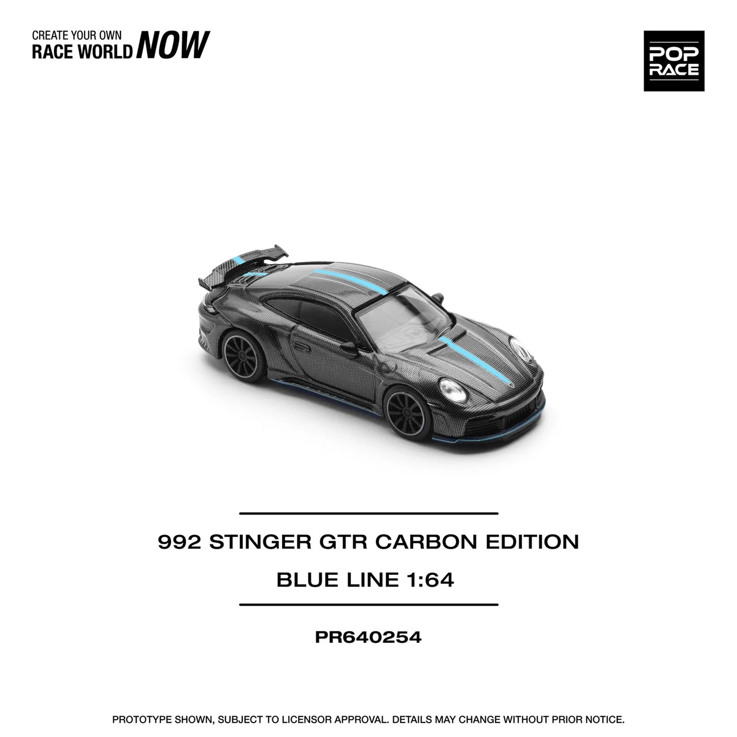 Porsche 992 Stinger GTR Carbon Edition (Blue Line) - Pop Race - Scala 1/64 PR64-254