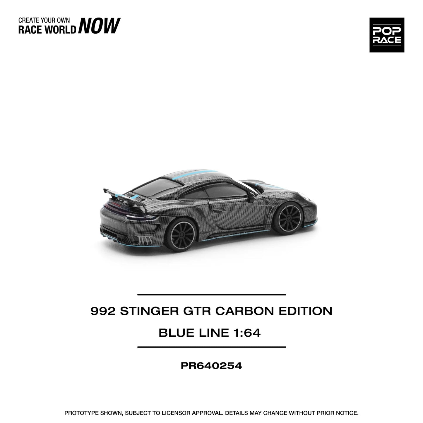 Porsche 992 Stinger GTR Carbon Edition (Blue Line) - Pop Race - Scala 1/64 PR64-254