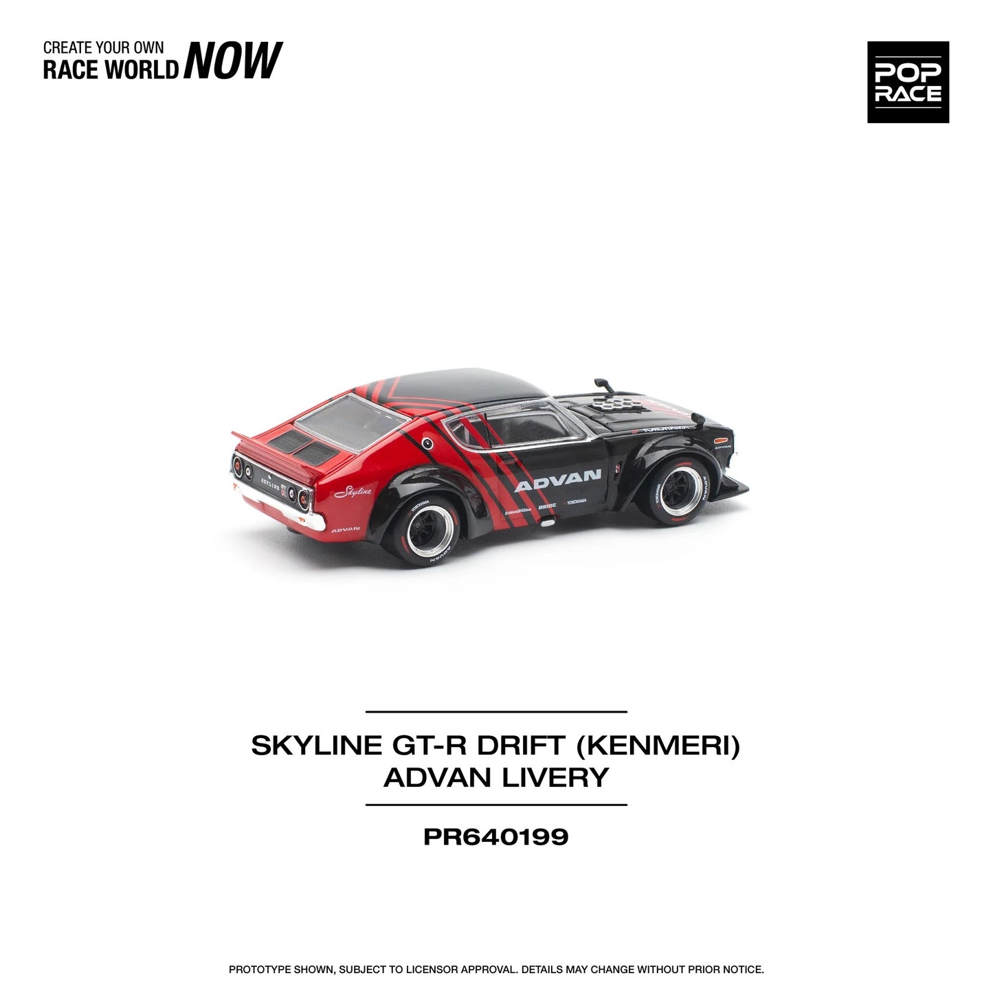 Nissan Skyline GT-R (KPGC110) Kenmeri Advan Livery - Pop Race - Scala 1/64 PR64-0199