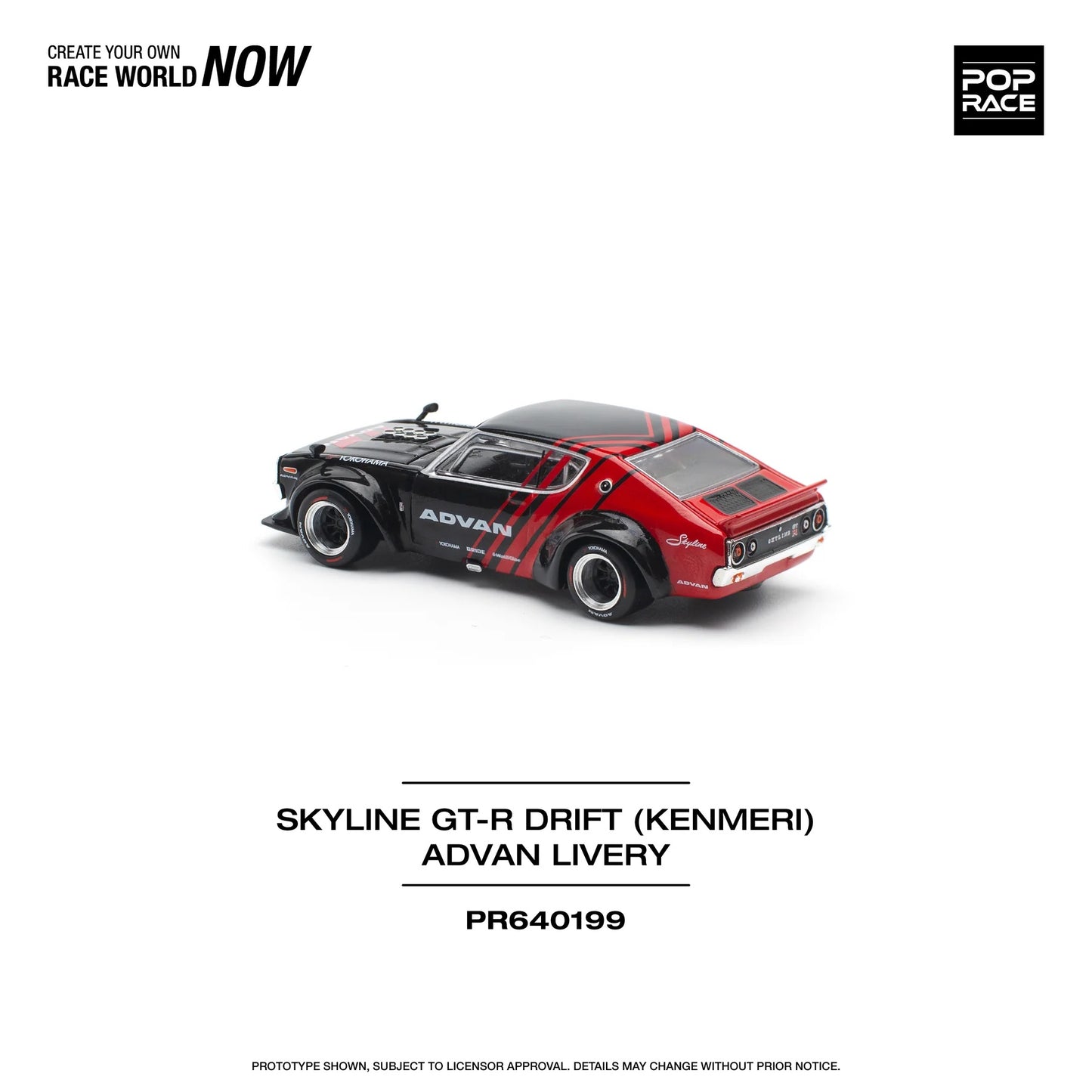 Nissan Skyline GT-R (KPGC110) Kenmeri Advan Livery - Pop Race - Scala 1/64 PR64-0199
