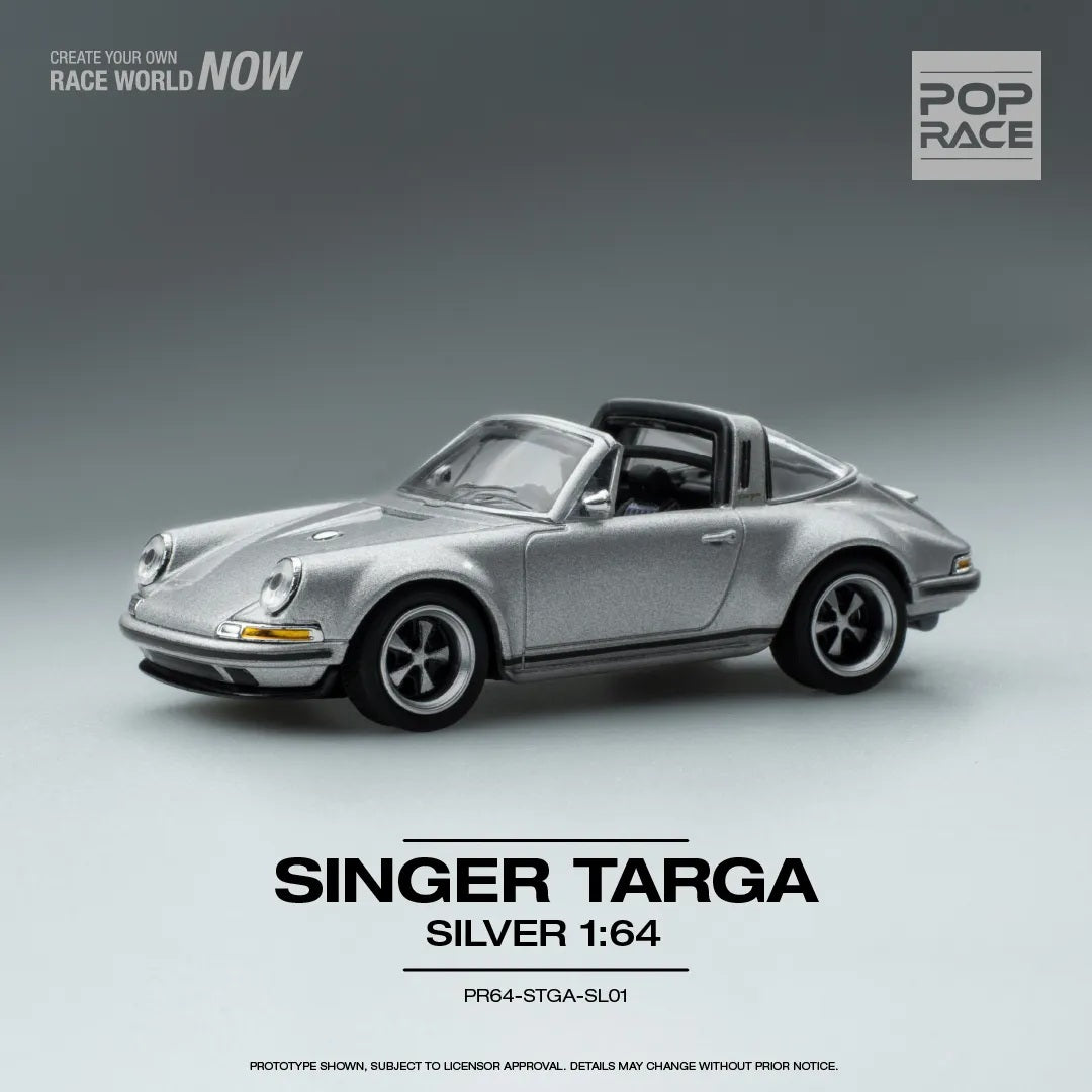 Singer Targa  Silver Porsche - Pop Race - Scala 1/64 PR64-SGTA-SL01