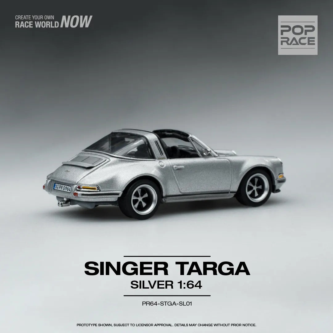 Singer Targa  Silver Porsche - Pop Race - Scala 1/64 PR64-SGTA-SL01