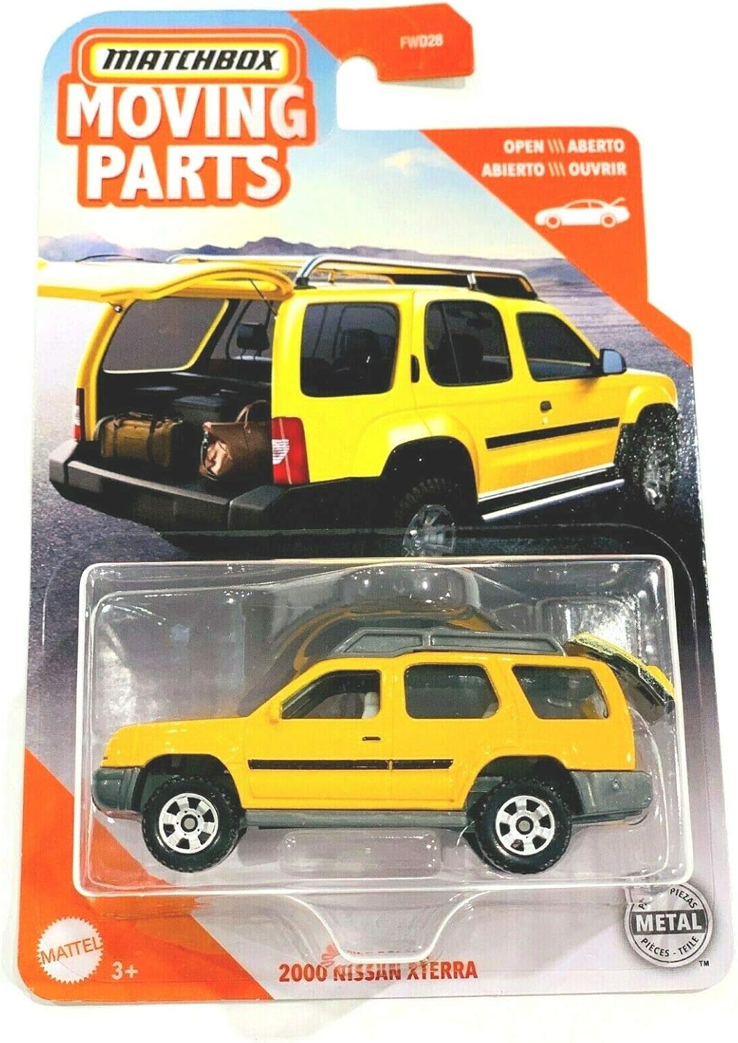 Nissan Xterra 2000 Amarillo - Piezas Móviles Matchbox - Escala 1/64 Aprox