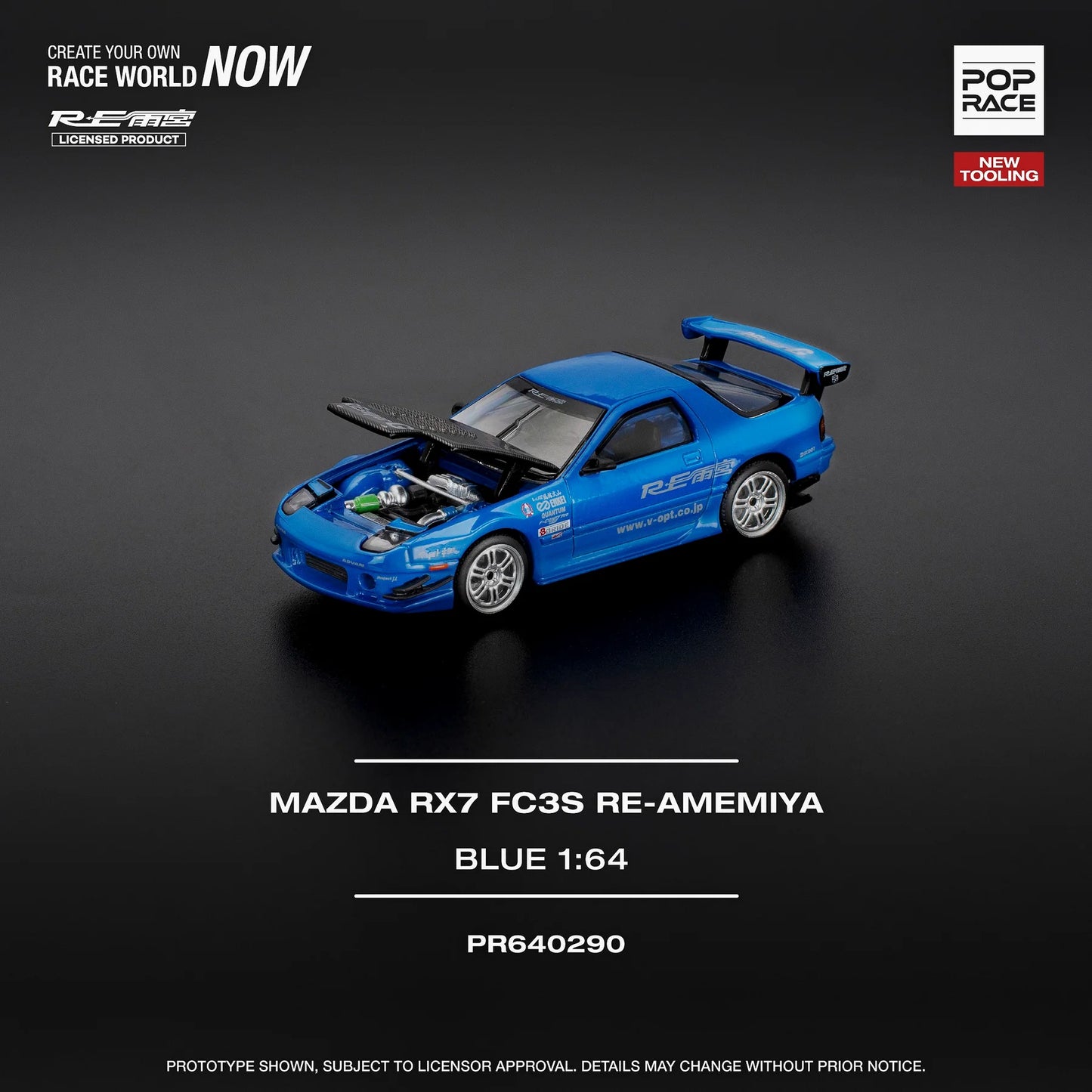 Pop Race - Mazda RX7 (FC3S) RE-AMEMIYA Blue - Scala 1/64 PR64-290