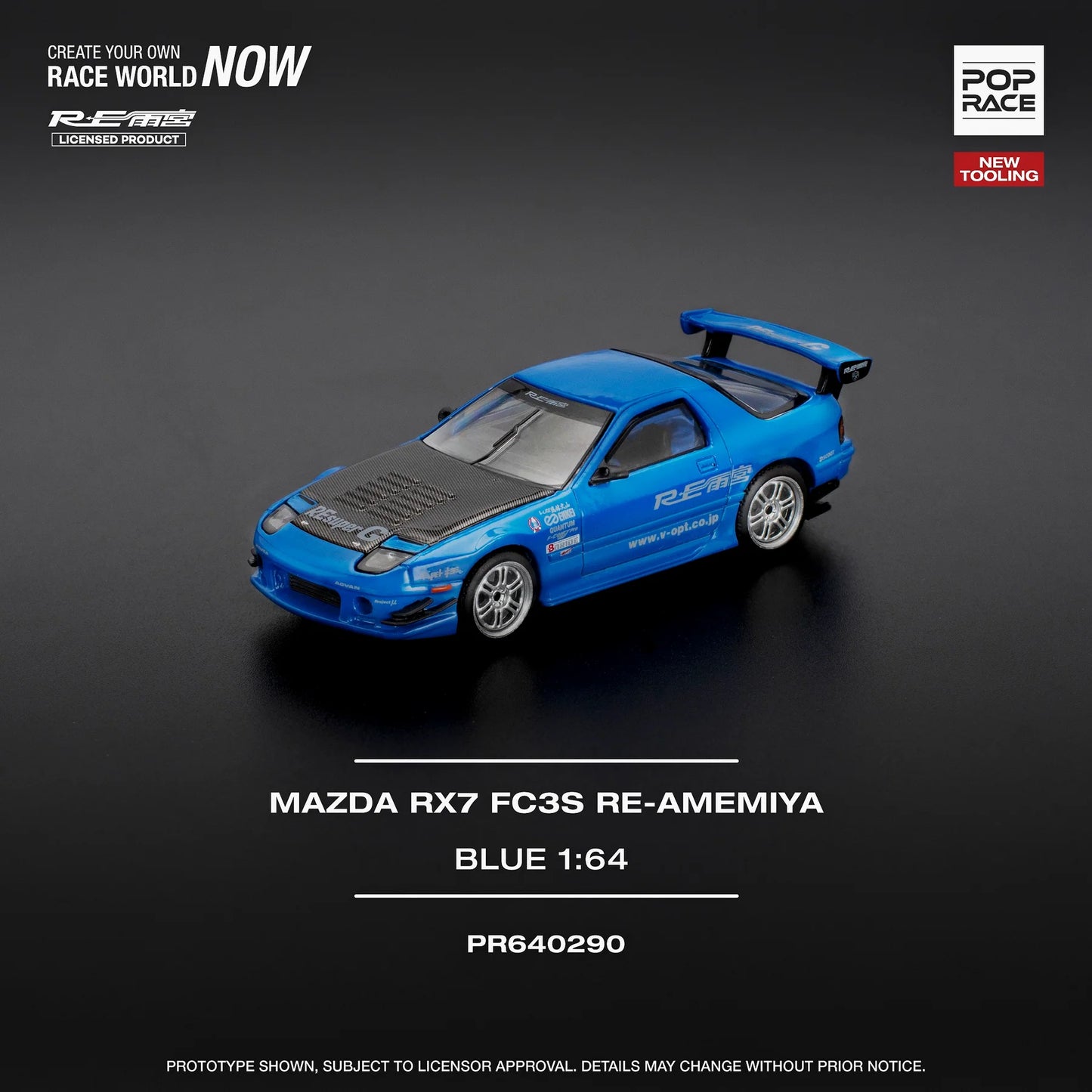 Pop Race - Mazda RX7 (FC3S) RE-AMEMIYA Blue - Scala 1/64 PR64-290