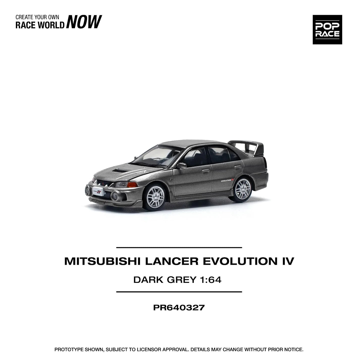 Pop Race - Mitsubishi Lancer Evolution IV Dark Grey - Scala 1/64 PR64-327